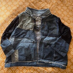 Patchwork Denim Jacket in Multiple Blue Tones